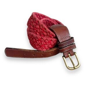 Vintage red and brown leather and fabric belt